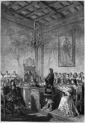 The trial of Lord William Russell - engraving from 