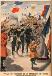 The visit of President Loubet of France to Russia - Travel of the President of the Republic Emile Loubet to Russia. The sailors in St. Petersburg. Le Petit Journal, June 8