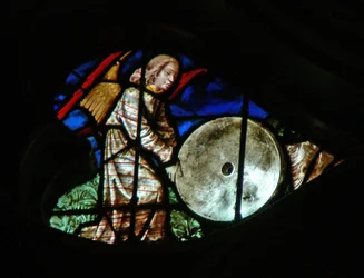 The West Rose Window Depicting a Scene from the Book of Revelation: A Mighty Angel Casting a Great Millstone into the Sea