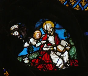 The West Rose Window Depicting a Scene from the Book of Revelation: Opening of the First Seal, with the Angel of Matthew