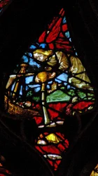 The West Rose Window Depicting a Scene from the Book of Revelation: Second Vial is Poured Upon the Sea, Which Turns to Blood