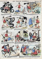 The works of Hercules. In Roman and Greek mythology, Hercules is a hero: still a child he chokes two snakes with bare hands in his bed and put his strength at the service of the unfortunate, abbeats the lion of Nemee with his club, kills the Hyd