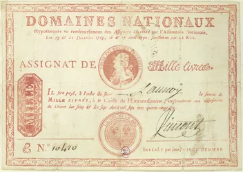 Thousand Livre Banknote with a Picture of Louis XVI (1754-93), 1790