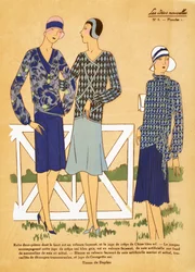 Three Designs for Two Piece Outfits Showcasing Tissus de Duplan, Les Idées Nouvelles