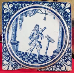 Tile depicting a bassoonist, 1706