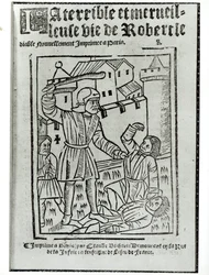 Title page from La Terrible et Merveilleuse Vie de Robert le Diable, published by Claude Blihart in 1563