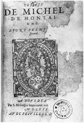 Titlepage of the First Edition of Essais by Michel de Montaigne (1533-92) 1580