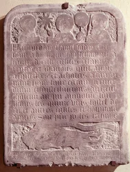 Tombstone of Nicolas Flamel, originally from the Church of Saint-Jacques-de-la-Boucherie, 1418