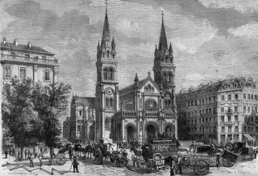Transformations of Paris under the Second Empire, Haussmannian Paris: exterior view of the Saint Ambroise church (Saint-Ambroise) built by Theodore Ballu (1817-1885)