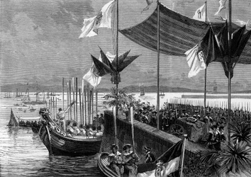 Translation of the ashes of Luis Vaz de Camoes and Vasco de Gama, Portugal, 9 June 1880 - Engraving in 