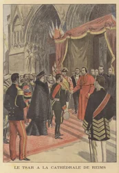 Tsar Nicholas II of Russia at Reims Cathedral during his visit to France
