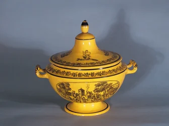 Tureen with black print design, c.1820