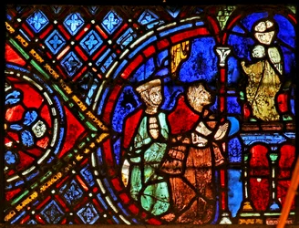 Two Donors Before a Statue of the Virgin