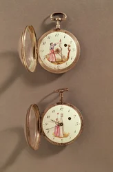 Two pocket watches with Revolutionary symbols