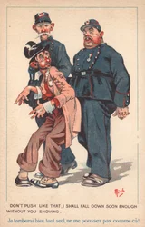 Two Policemen Escorting a Drunken Man