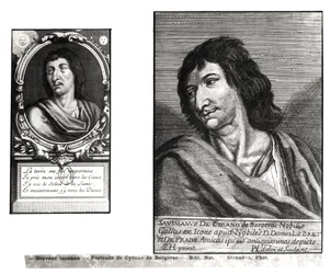Two portraits of Savinien Cyrano de Bergerac, on the right after Zacharie Heince