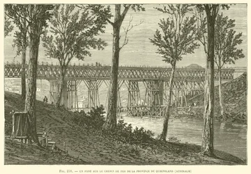 Un Pont sur le Chemin de Fer de la Province du Queensland, Australie