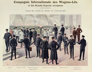 Uniforms for employees of Compagnie des Wagons-Lits, c.1910