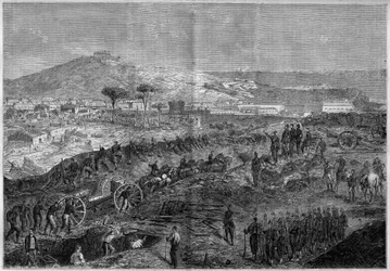 Unification of Italy - Expedition of the Thousand or Red Shirts led by Giuseppe Garibaldi (1807-1882) - Siege of Gaeta