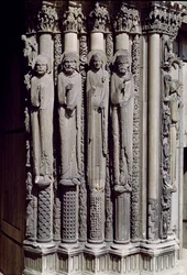 Unknown figure, King Solomon, the Queen of Sheba and King David, jamb figures from the Royal Portal, 1140-55