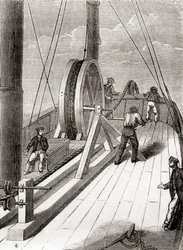 Unwinding the Dover to Calais Submarine Cable Aboard the Blazer, 25 December 1851