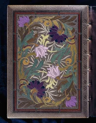 Upper Book Cover, with Semi-Naturalistic Design of Lotuses and Honeysuckle Flowerheads