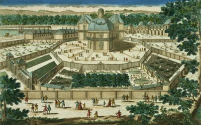 View and Perspective of the Salon de la Menagerie at Versailles, engraved by Antoine Aveline