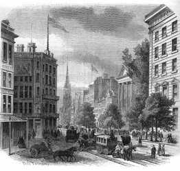 View of Broadway in New York - Engraving from 1862-1863