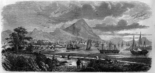 View of the City of Hong Kong in 1857. Engraving in “Le Monde Illustré” n°29 of 31 October 1857.