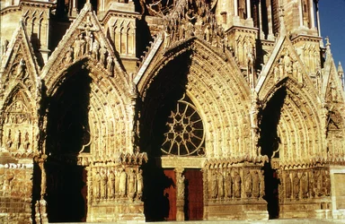 View of the West Front portals, begun in 1231 and completed in 1430