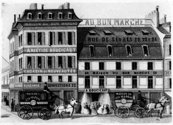 View of the exterior of the Bon Marché Stores, rue de Sèvres, Paris, c.1869