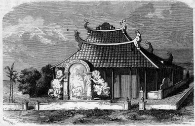 View of the tomb of Georges Pierre Pigneau de Behaine (1741-1799), Bishop of Adran. Saigon, Cochinchina