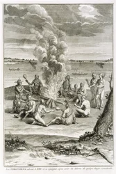 Virginians Worshipping Fire and Rejoicing Having Been Delivered from Considerable Danger, Illustration from Religious Ceremonies and Customs, Engraved by Bernard Picart