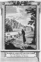 Voltaire at Ferney, engraved by Prevost