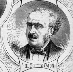 War of 1870 - Government of National Defense: portrait of Jules Simon (born François Jules Suisse) (1814-1896), member of the provisional government of 1870. Engraving in “Le Monde Illustré” no. 706 of October 22