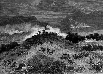 War of the Pacific (1879-1884) between Peru and Bolivia and Chile - Battle of Los Angeles - March 22