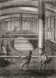 Winding the Dover to Calais Submarine Cable in the Hold of the Blazer