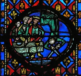 Window Ew-L depicting a scene from the life of St John the Baptist: Salome dances for Herod
