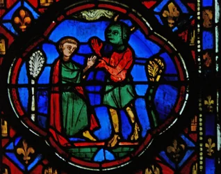 Window Ew-R depicting Theophilus with a devil