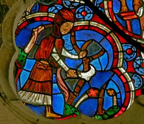 Window depicting the Labours of the Months: March