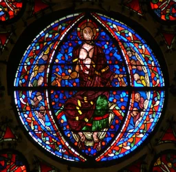 Window depicting Christ of the Last Judgement