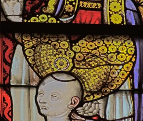 Window depicting Donor wearing Butterfly Headdress