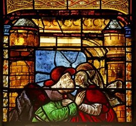 Window depicting Saint Anne and Joachim at the Golden Gate