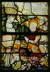 Window depicting Saint Eustache (as Placidus) meeting the Stag