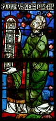 Window depicting a donor giving a window