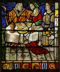 Window Depicting Meal Scene (stained glass)