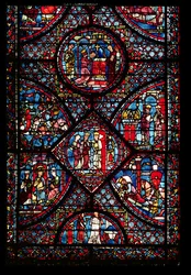 Window depicting scenes from the Life of Charlemagne from the ambulatory
