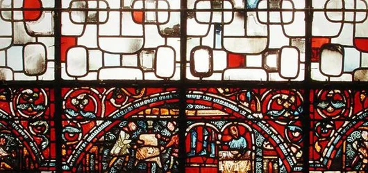 Window depicting weavers