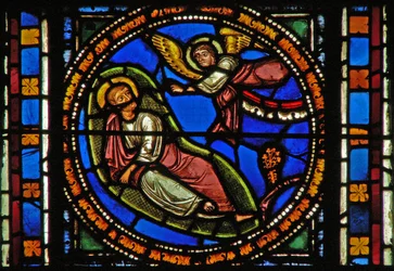 Window s2-C depicting an angel alerts Joseph