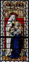 Window s3 depicting St Anne with the Virgin and Child